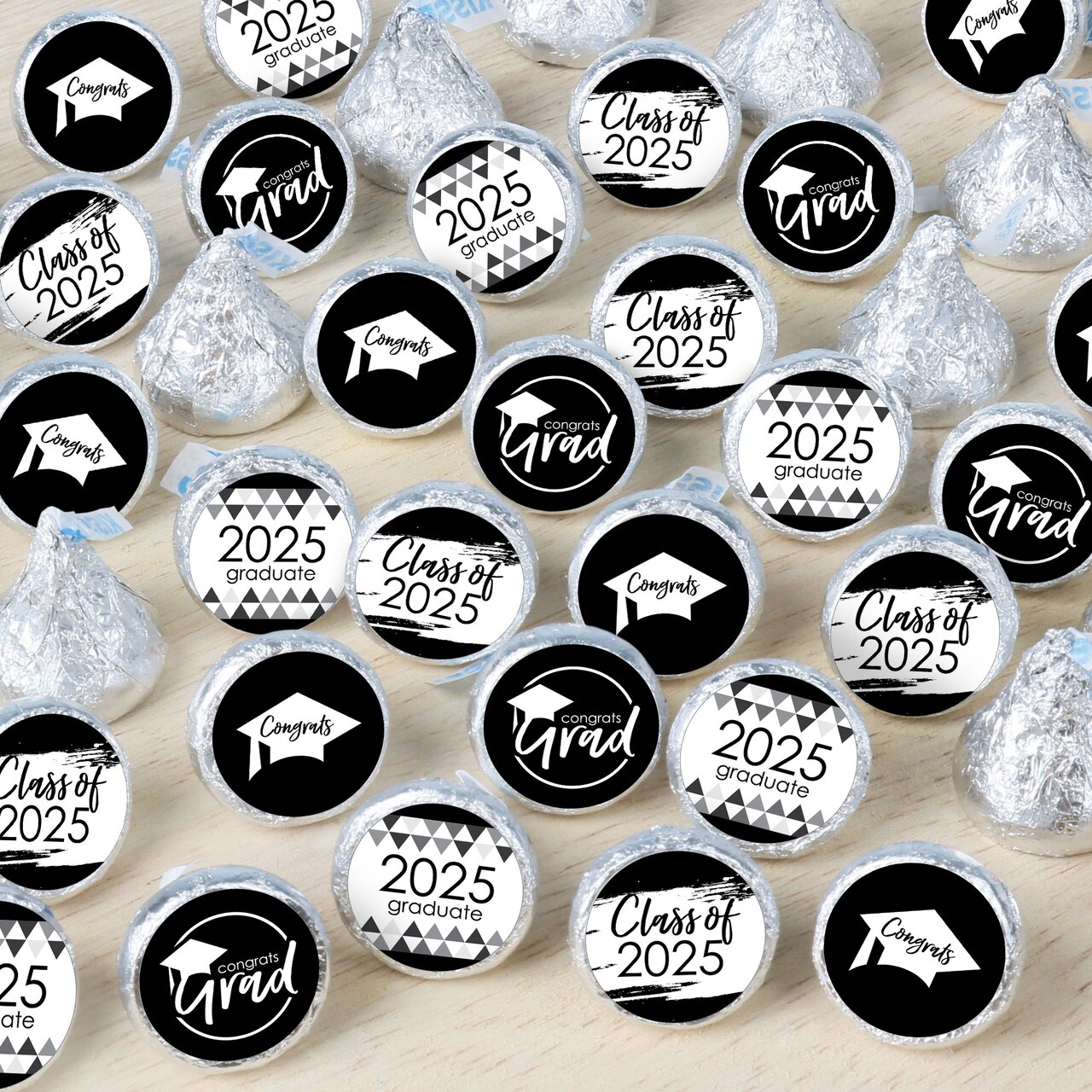 Big Dot of Happiness Black and White Grad - Best is Yet to Come - 2025 Graduation Party Small Round Candy Stickers - Party Favor Labels - 324 Count